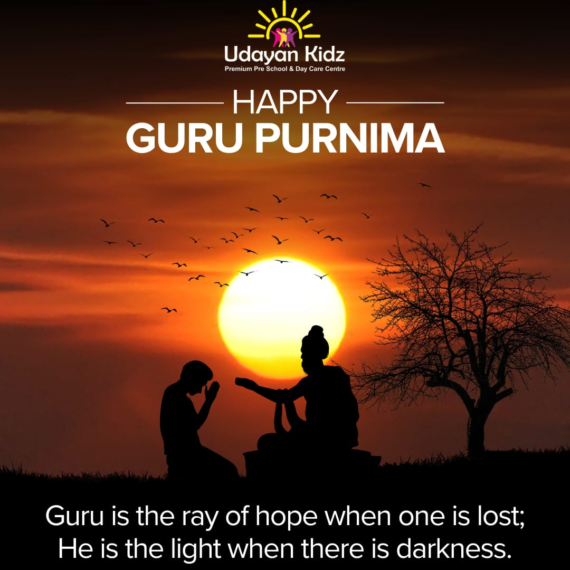 Happy Guru Purnima wishes from Udayan Kidz with a message about the importance of teachers and mentors