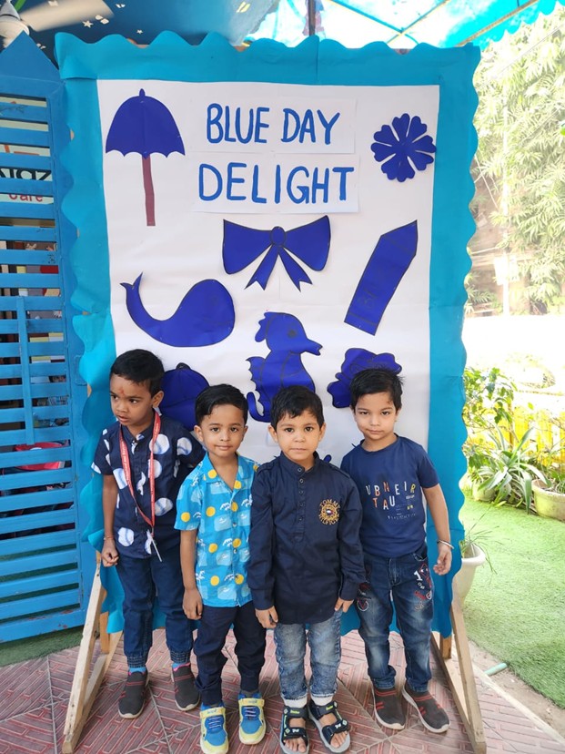 Boys dressed up in blue